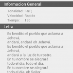 Información del coro (vista de tablet)