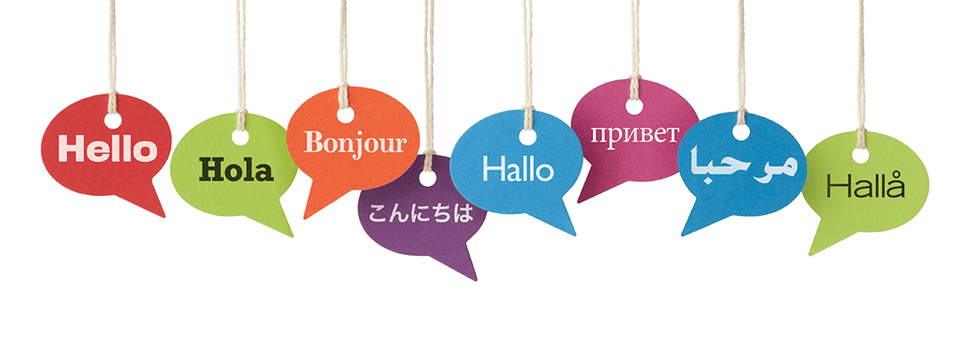 Globos de texto con la palabra "hola" en varios idiomas
