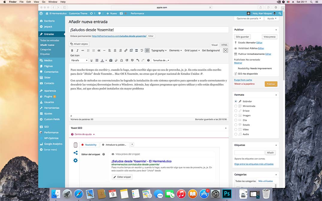 Captura de pantalla de OS X Yosemite